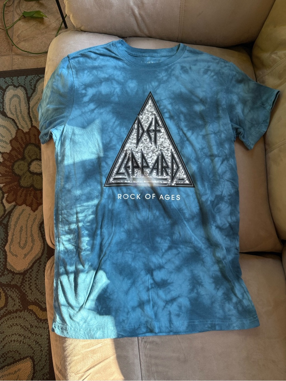 Def Leppard Rock of Ages Tie-Dye Blue Graphic Tee - Women